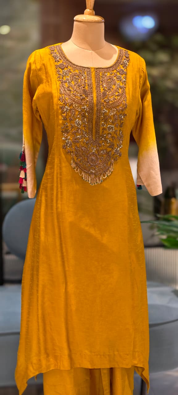 Stunning Hand-Embroidery Exquisite Festive Wear Kurta Pant Set- 13250