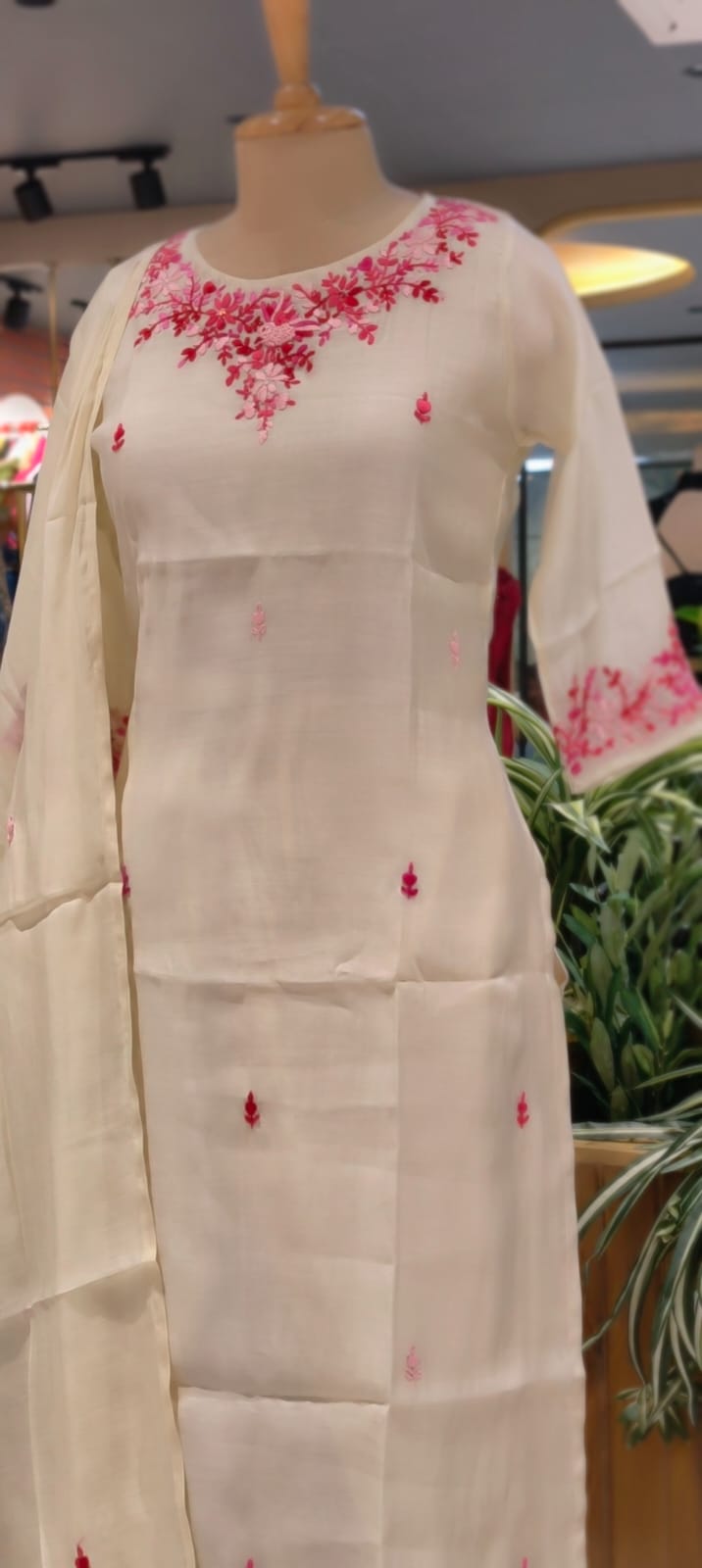 Pure Thraed Embroidery Suttle Full Suit Set With Dupatta In Surat Mul Chanderi Fabric-13592