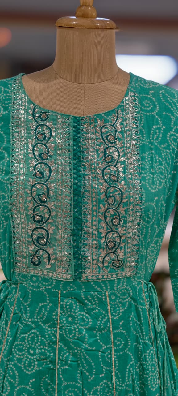 Shimmery Touch Yoke Dotty Day Printed Casual Wear Cotton Gown