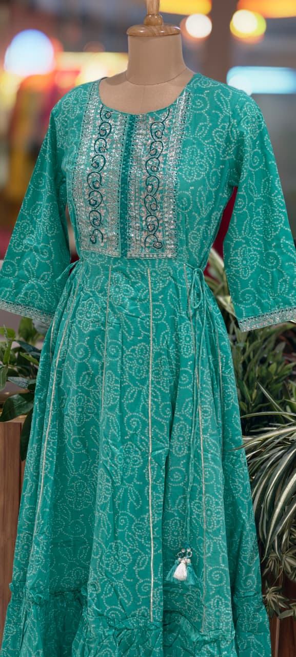 Shimmery Touch Yoke Dotty Day Printed Casual Wear Cotton Gown