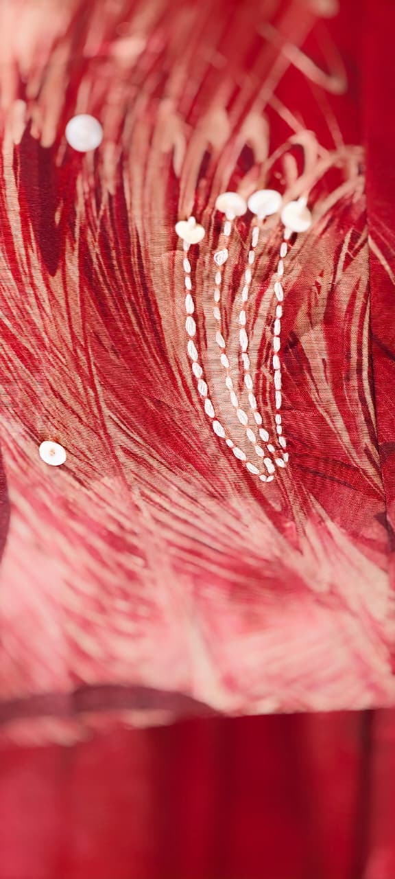 Stylish Matching Co-Ord Set With Coin Tassel & Printed Work In Muslin Fabric- 13653