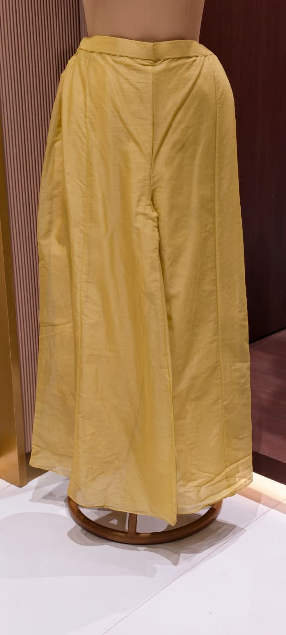 Zardosi Rich Look Yoke Suttle Short Length A-Line Full Suit Set With Loose Bottom In Mul Chanderi Fabric- 13722