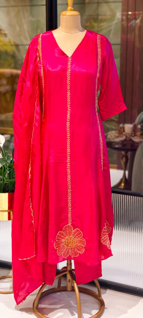 Beautyful Anarkali With Silk Dupatta Set-13784