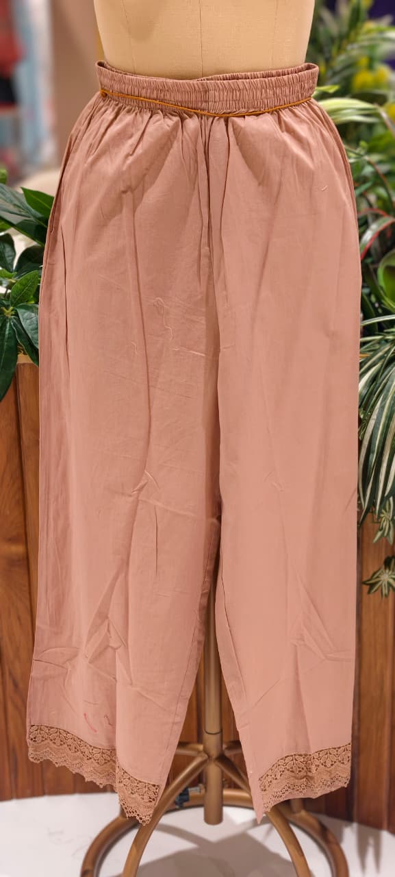 Elegant Cotton Schiffli Embroidered Kurta Pant Set with Lace Detailing 13972 RB36
