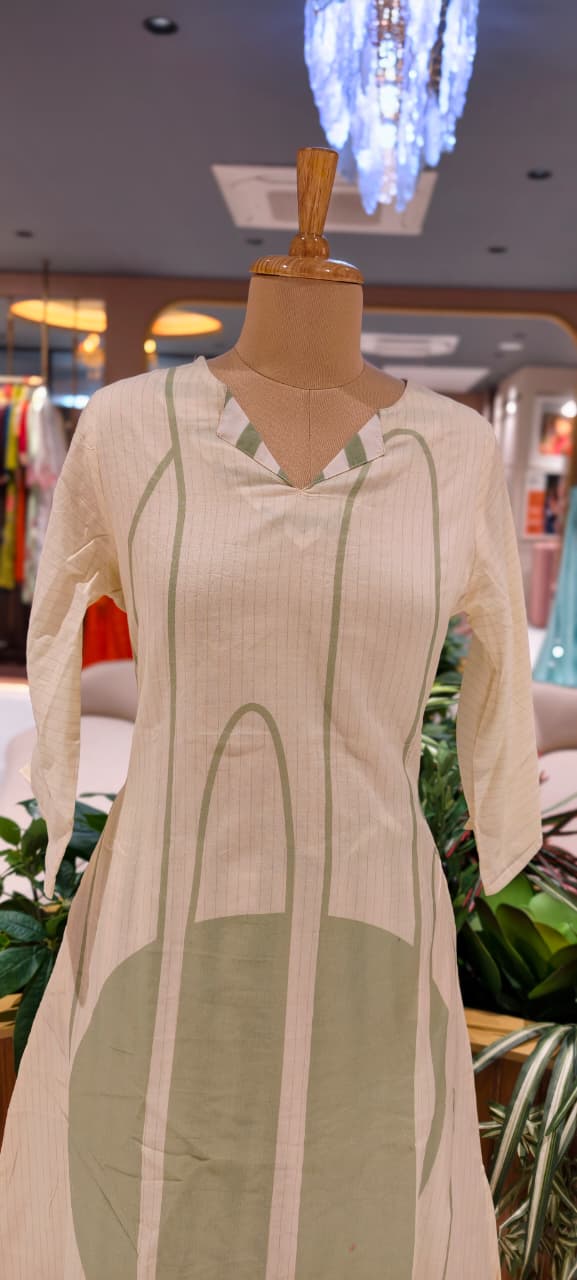 Mossaic Striped Print Premium Mul-Cotton Summer Friendly Kurta Pant Set- 14133 RB146