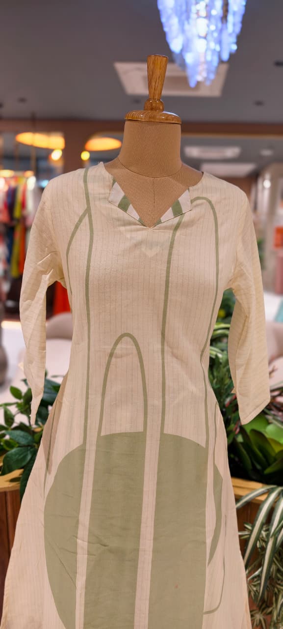 Mossaic Striped Print Premium Mul-Cotton Summer Friendly Kurta Pant Set- 14133 RB146