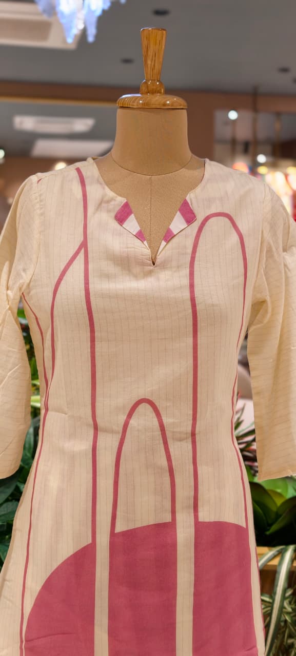 Mossaic Striped Print Premium Mul-Cotton Summer Friendly Kurta Pant Set- 14133 RB146