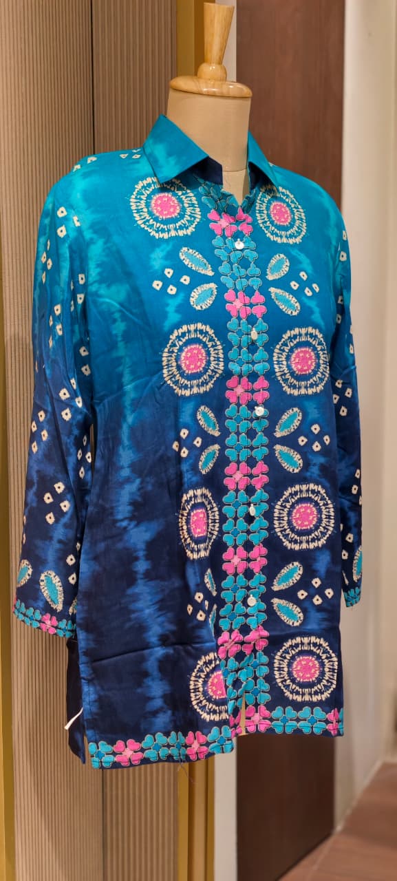 Floral Glance Tickled  Printed Summer Wear Slub cotton Shirt Only-14170
