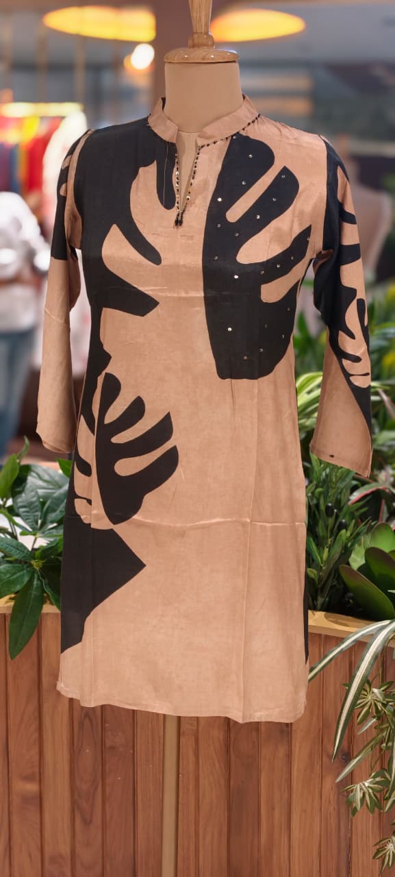 Sophisticated Bloomy Blue Casual Wear Collared Muslin Short Kurti Only-14165  RB165