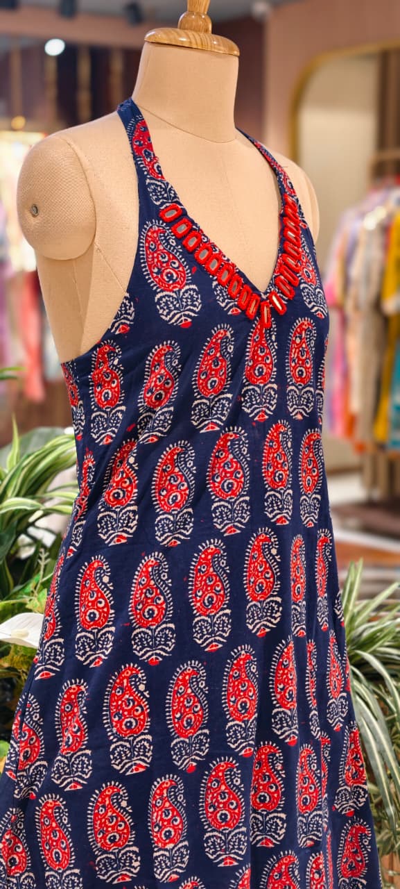 Real Mirror Haulter Neckline Summer Friendly Printed Kurta Pant Set In Cotton Fabric- 14190 RB168