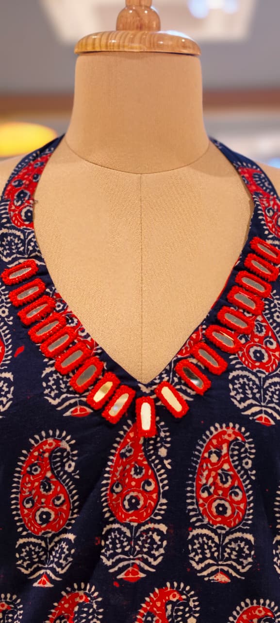 Real Mirror Haulter Neckline Summer Friendly Printed Kurta Pant Set In Cotton Fabric- 14190 RB168