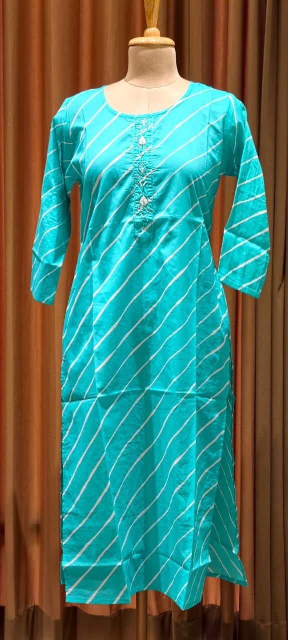 Vibrant Cotton Leheriya Only Print Kurti Embroidered Yoke Detailing-14264 RB186