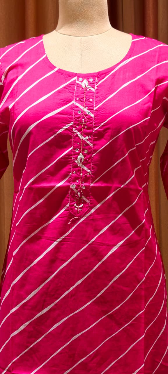 Vibrant Cotton Leheriya Only Print Kurti Embroidered Yoke Detailing-14264 RB186