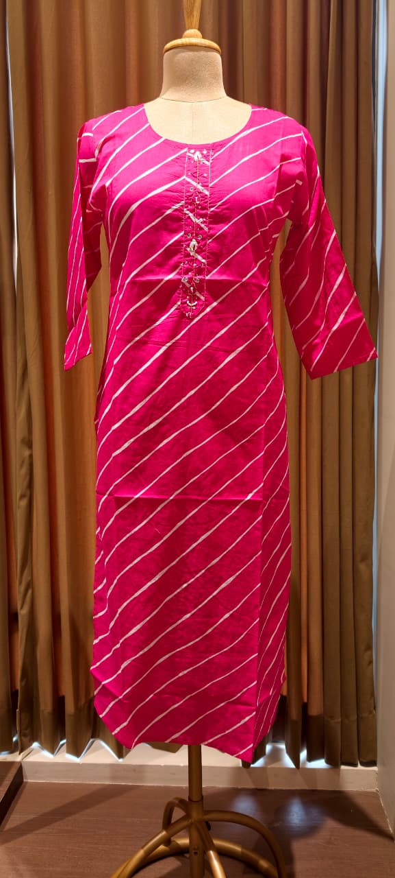 Vibrant Cotton Leheriya Only Print Kurti Embroidered Yoke Detailing-14264 RB186