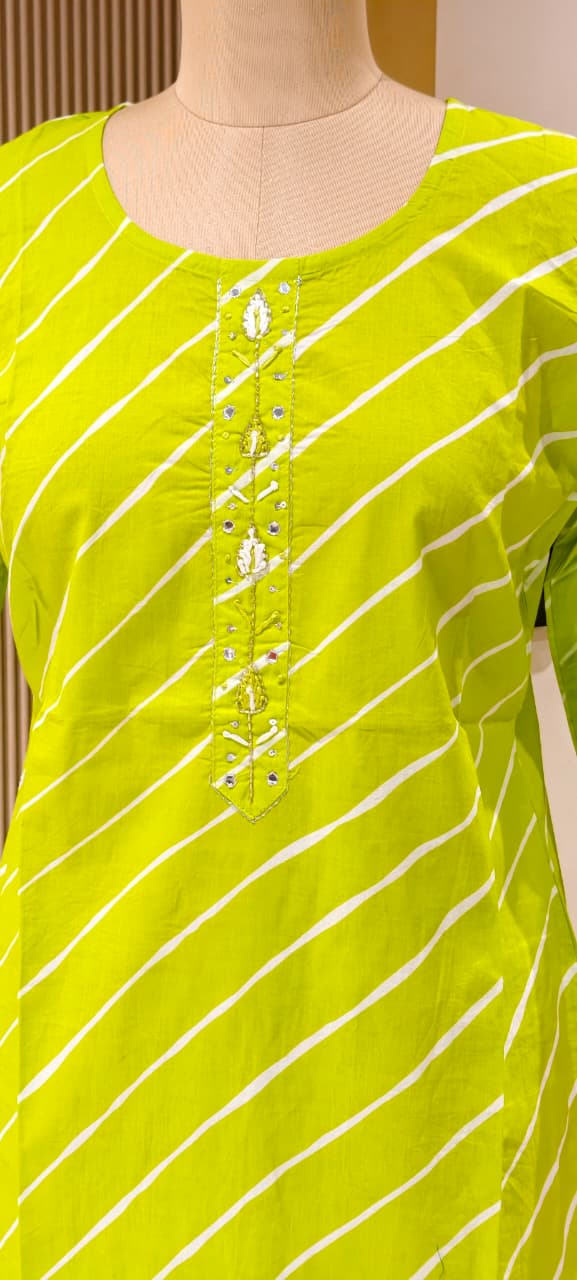 Vibrant Cotton Leheriya Only Print Kurti Embroidered Yoke Detailing-14264 RB186