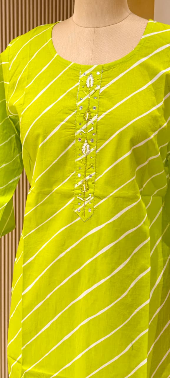 Vibrant Cotton Leheriya Only Print Kurti Embroidered Yoke Detailing-14264 RB186