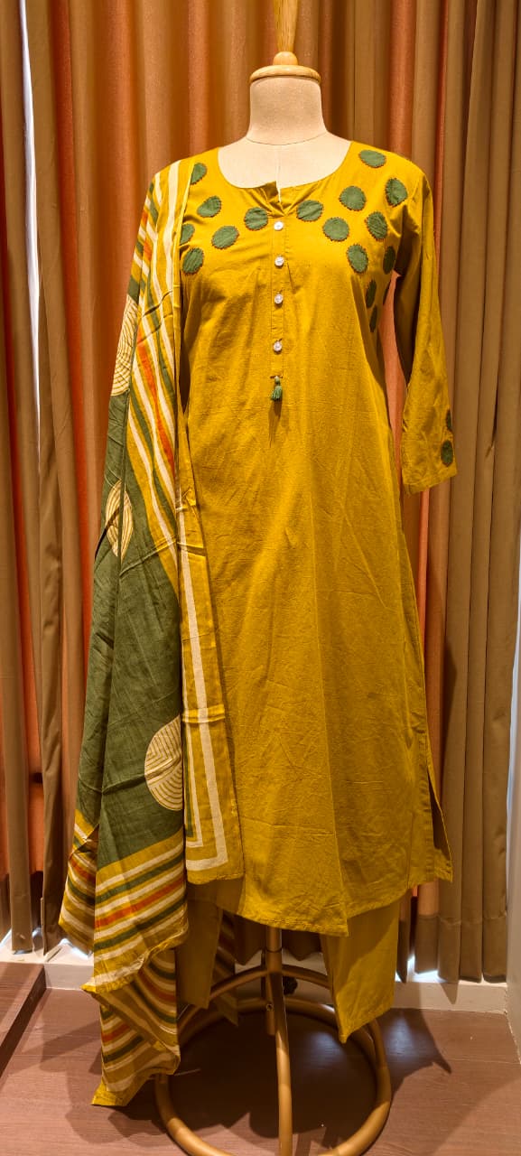 Stylish Cotton Full Suit Collection with Bold Polka Dot Detailing Full Suit Set-14214 RB201