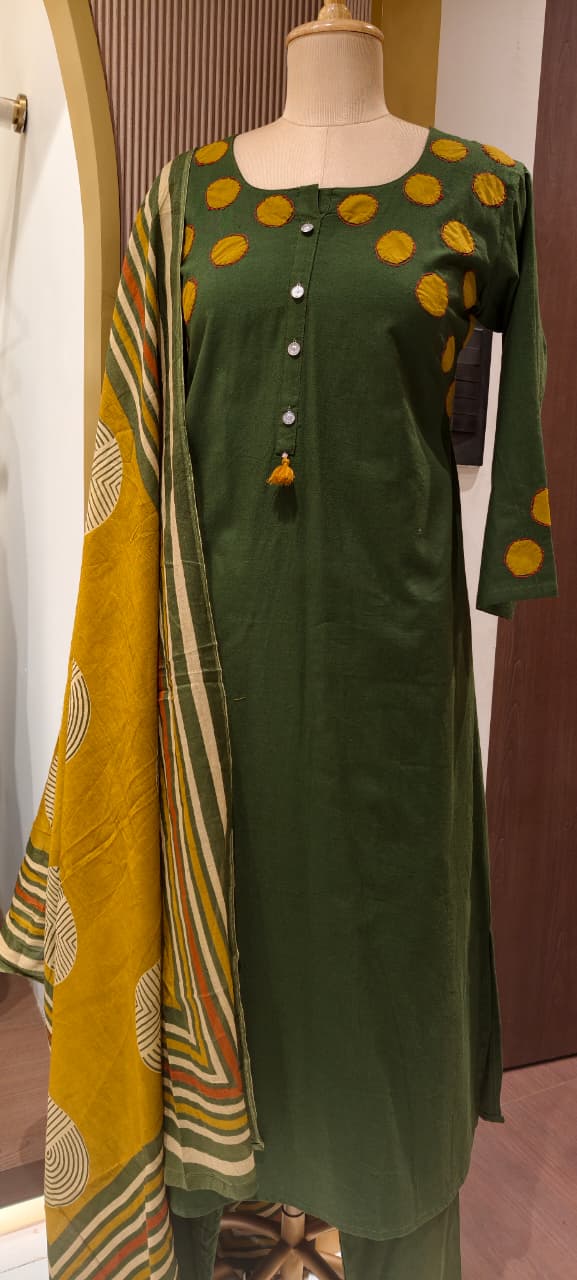 Stylish Cotton Full Suit Collection with Bold Polka Dot Detailing Full Suit Set-14214 RB201