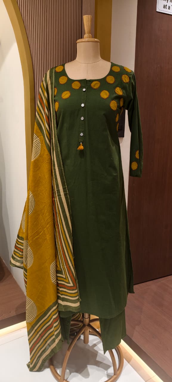 Stylish Cotton Full Suit Collection with Bold Polka Dot Detailing Full Suit Set-14214 RB201