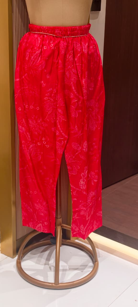 Elegant Muslin Kurta Pant Set with Subtle Self Print & Intricate Hand Embellished Neckline-14256 RB224