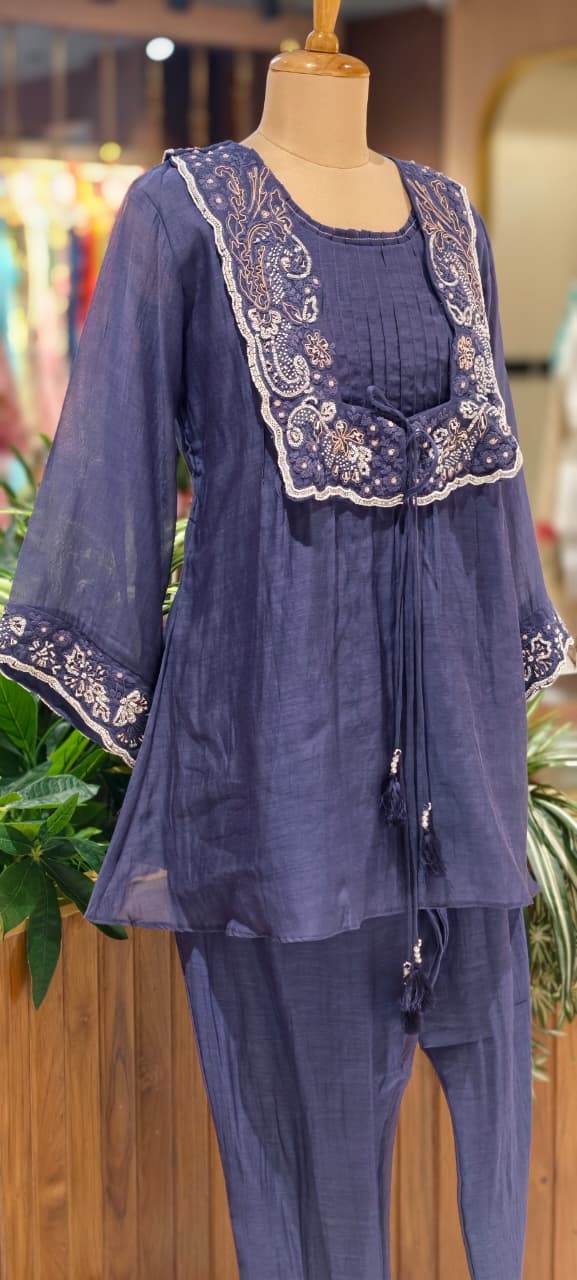 Upsided Unique Cut Jacket Look Mul Chanderi Co-Ord Set-14025