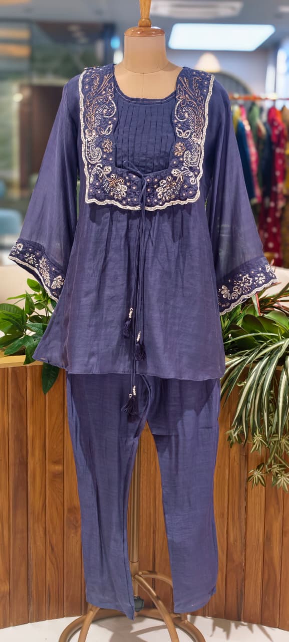 Upsided Unique Cut Jacket Look Mul Chanderi Co-Ord Set-14025