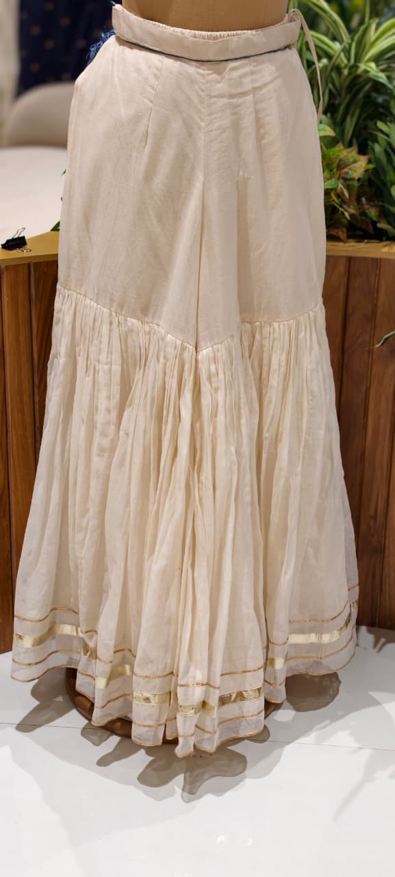 Ivory Luxe Premium Sharara Set with Handcrafted Shell Embellishments, Zari Detailing & Elegant Dupatta- 14325 RB260
