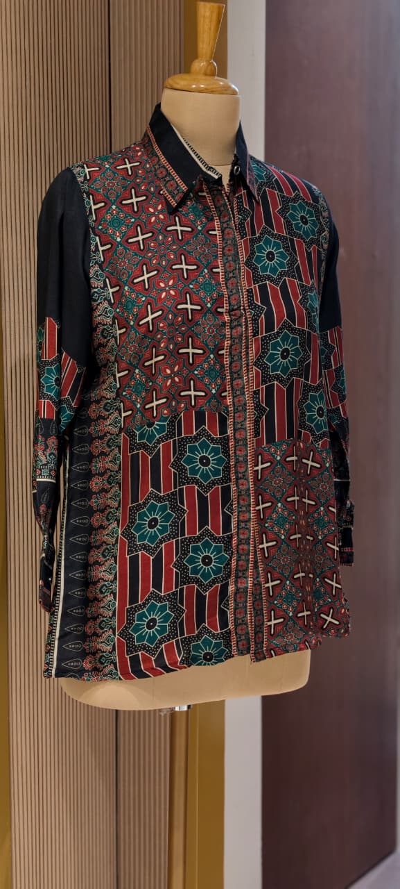 Desert Rose Geometric Ajrakh Aesthetic Casual Muslin Shirt-14477  RB308