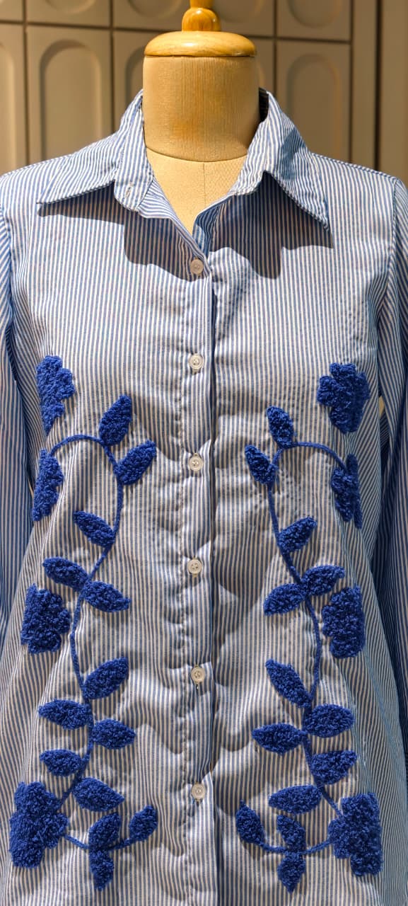 Woven Crochet Look Stunning Striped Summer Friendly Denim Look Co-Ord Set- 14500 RB276