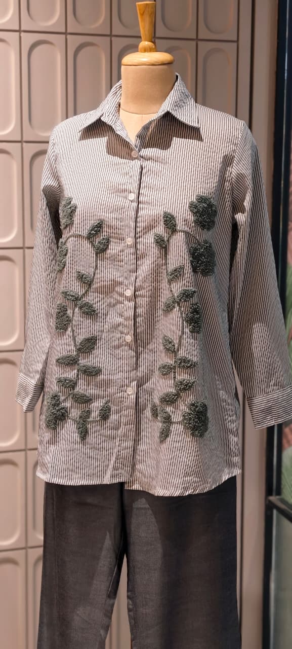 Woven Crochet Look Stunning Striped Summer Friendly Denim Look Co-Ord Set- 14500 RB276