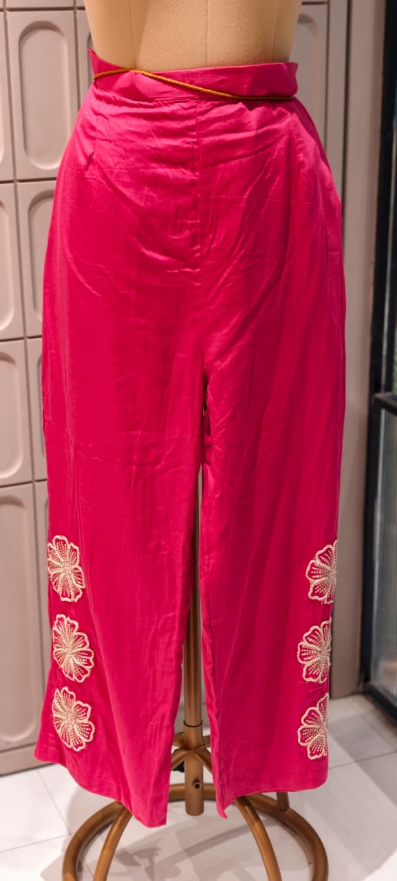 Gulabi Blush Half Phase Floral Embroidered Solid Mul-Cotton Co-Ord Set- 14495 RB285
