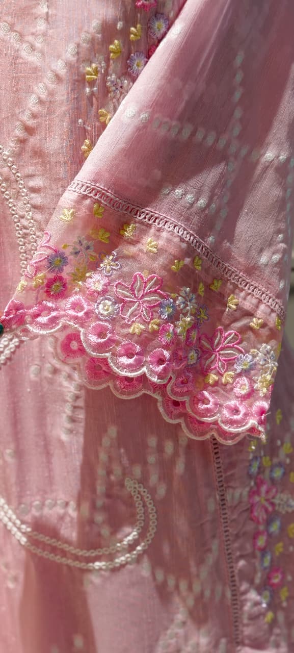 Floral Thread Embroidery With Sequin Detailimg Upwork Surat Mul Chanderi Full Suit Set With Dupatta- 14499 RB297