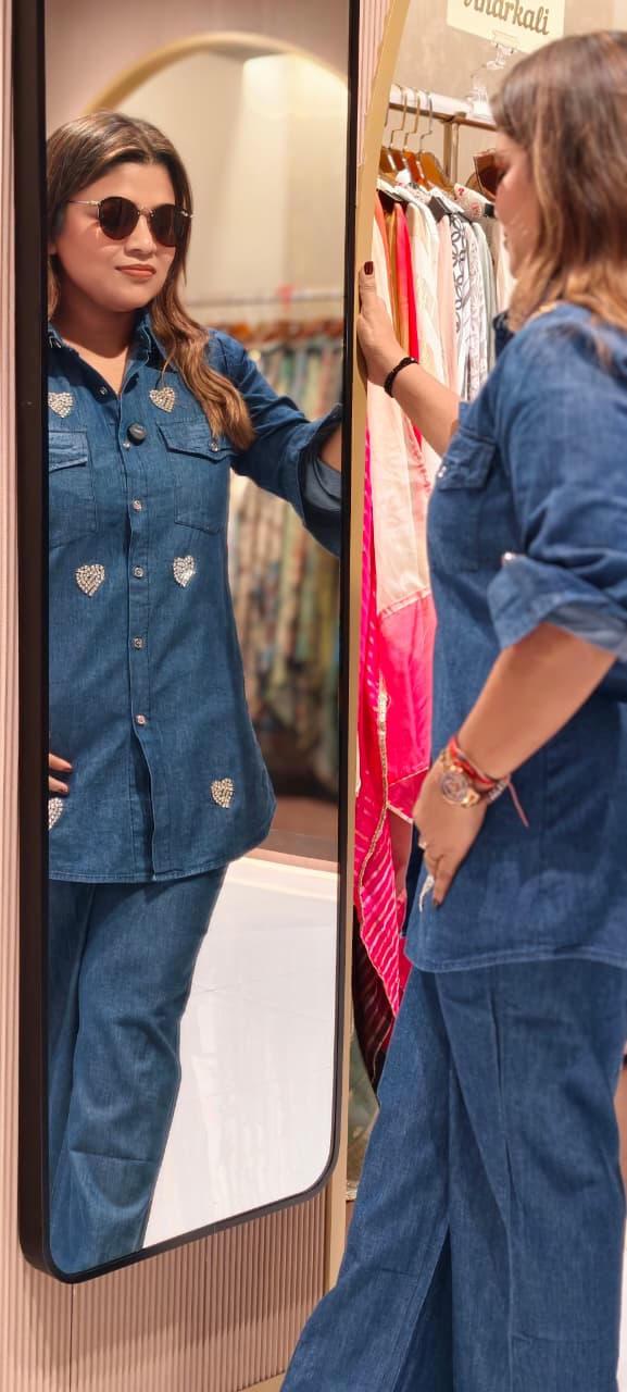 Tiny Love Shine Reinstone Drops Denim Casual Co-Ord Sets- 14522 RB313