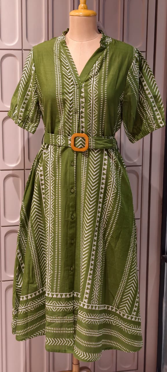 Bold Color Tone Striped Print Casual Wear Cotton Frock- 14651 RB380