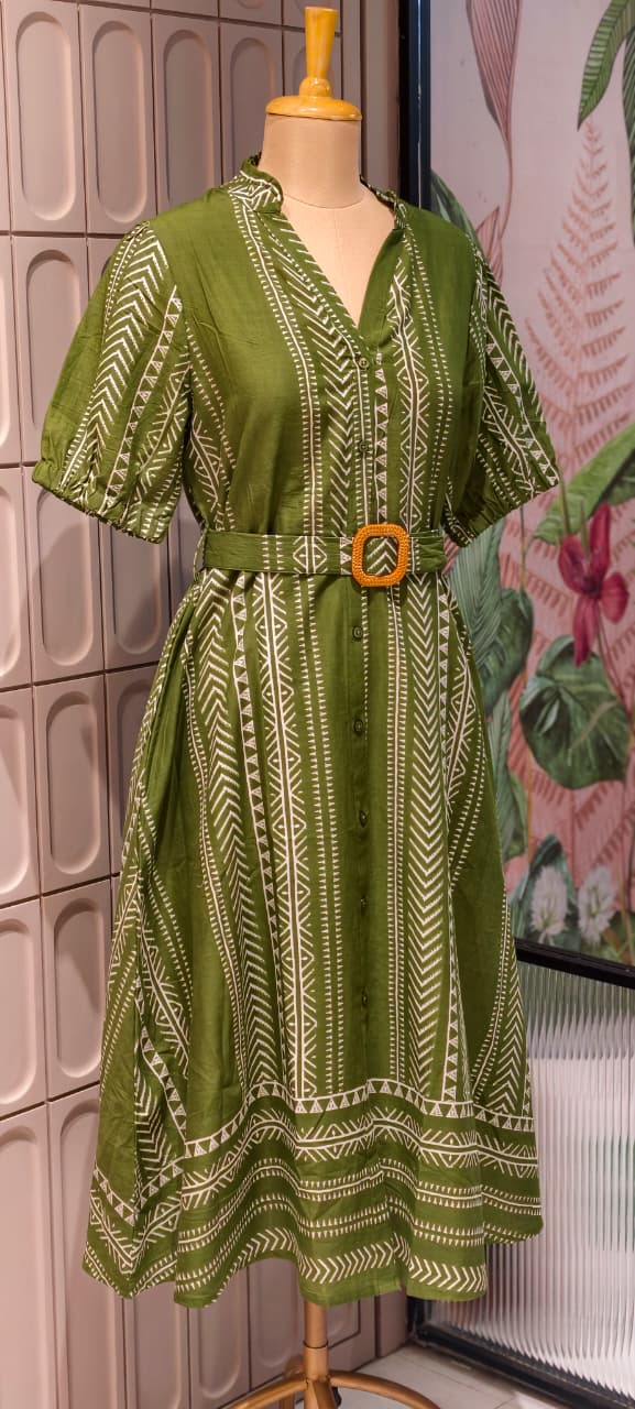 Bold Color Tone Striped Print Casual Wear Cotton Frock- 14651 RB380