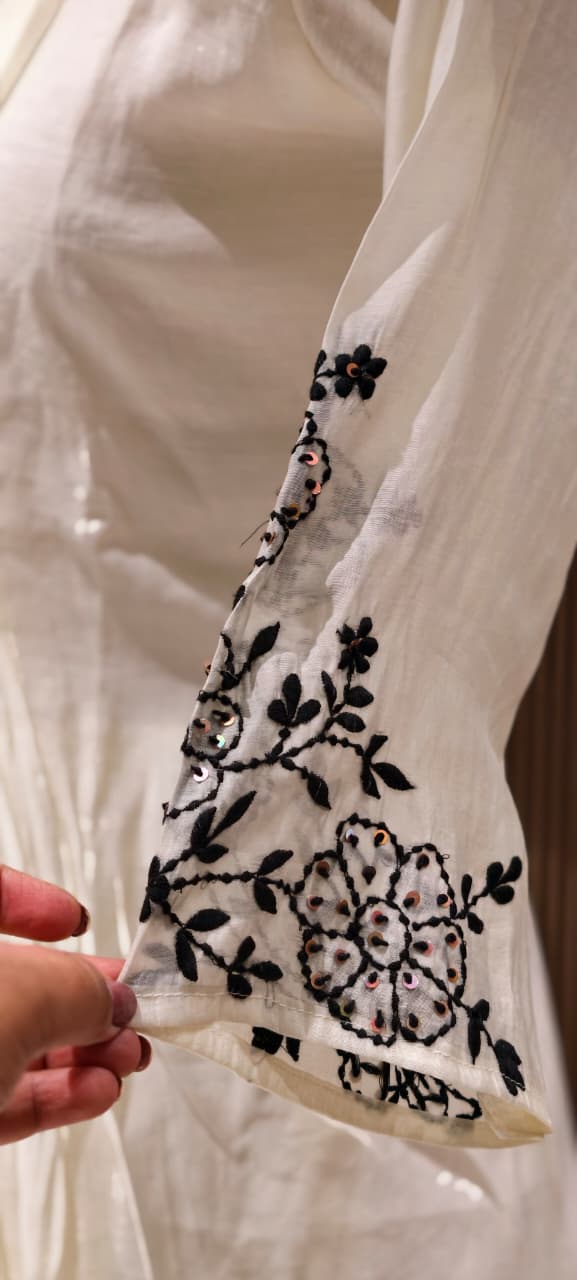 Surat Mul Chanderi Intricate Fine Embroidery Pleated A-Line Solid Full Suit Set With Dupatta- 14677 RB392