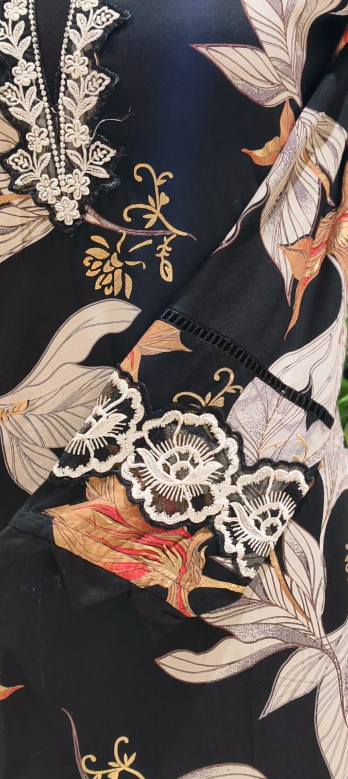 Pure Pakistani Look Floral Embroidery With Cut-Work Tassel Bold German Rayon Full Suit Set With Dupatta- 14674 RB386