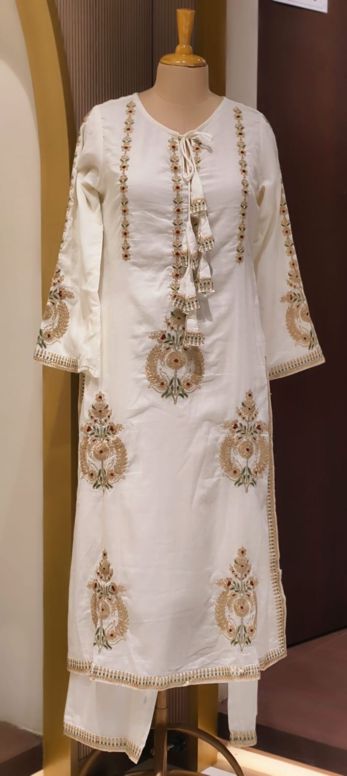 Golden Touch Pure Zardosi Work Embroidery Occasional Wear Mul-Cotton Full Suit Set With Dupatta- 14731 RB389