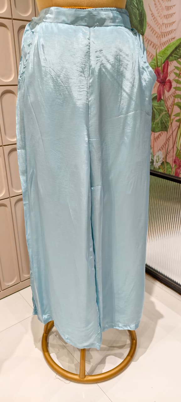 Powder Blue Golden Embossed Highlights Flowy Crepe Pathani Style Over Sized Co-Ord Set- 14849 RB484