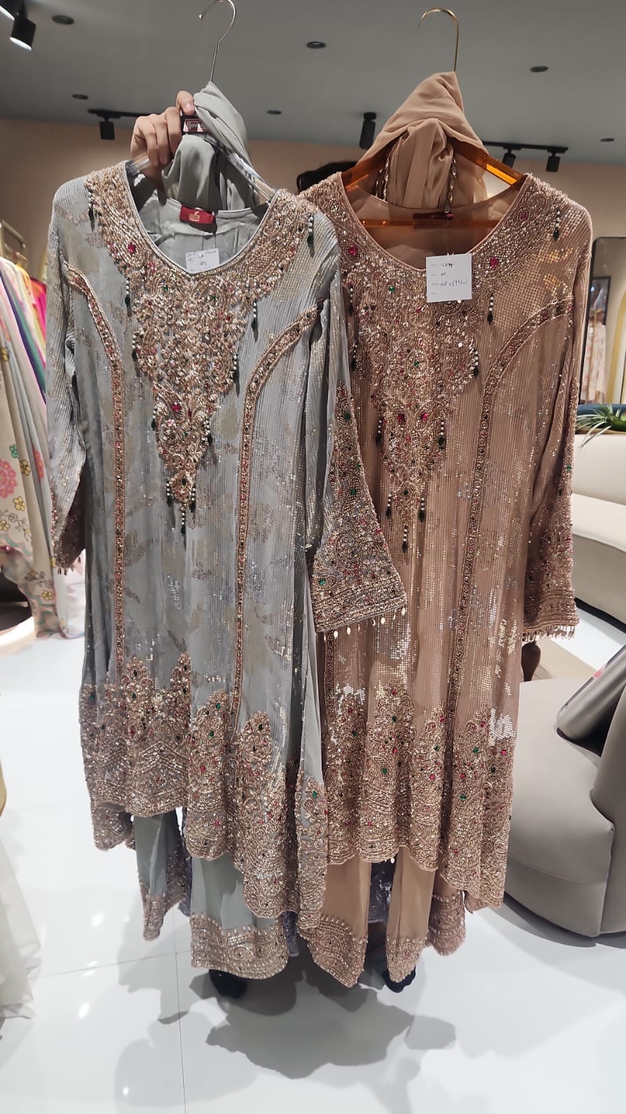 Noor-E-Zareen Premium Heavy Hand Embroidered Sequin & Stone Work Kurta Palazzo Set with Dupatta-14475