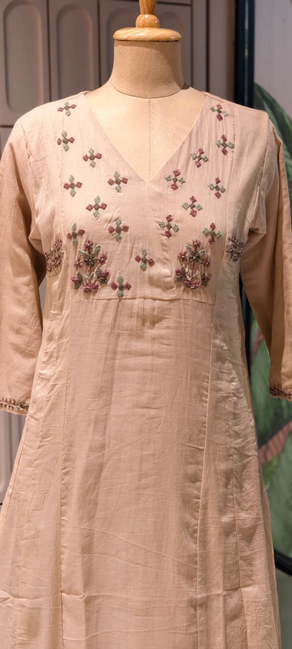 Premium Mul Cotton Delicate Embroidered A-Line Full Suit Set with Dupatta- 14893