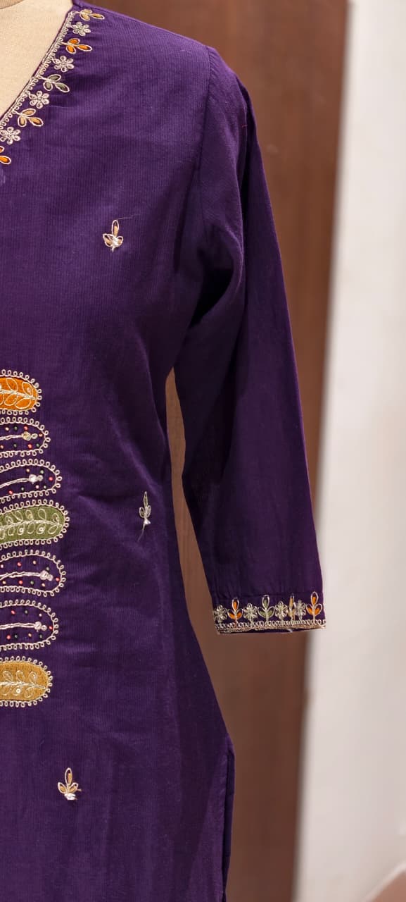 Premium Cotton Straight Full Suit Set with Statement Tree-of-Life Embroidery & Tassel Dupatta- 14895 (Dispatching From Monday)