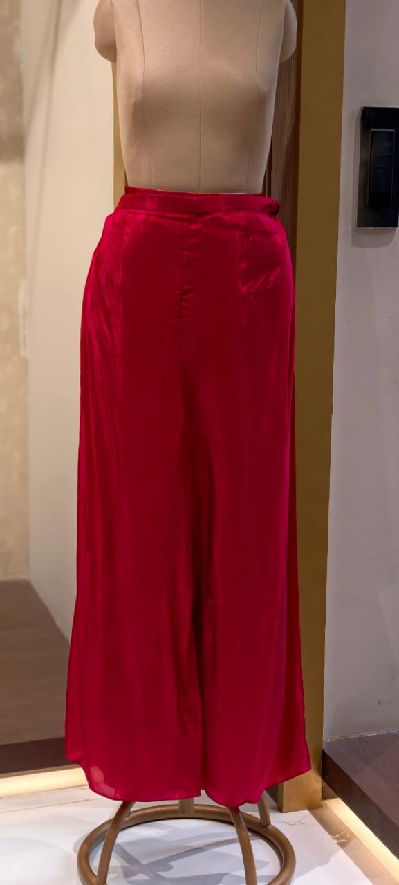 Premium Crepe Real Mirror Motifs Flowy Short Length Kurta With Palazzo Bottom & Dupatta- 13969
