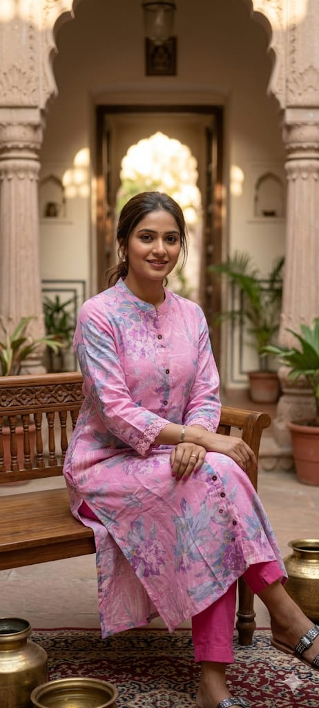 Beautiful Printed Kurta A-line Eligent Collor Nack Only Kurti-