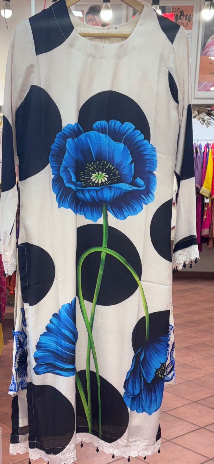 Pakistani Pattern Loose Style Digital Floral Print Long Kurta Pant Set