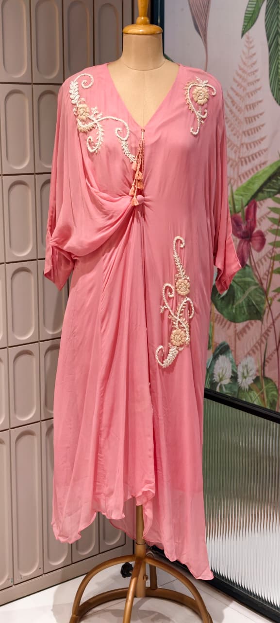 Elegant Cut-Dana Spiral Embroidery Drape Look Indo-Wear One Piece- 14948