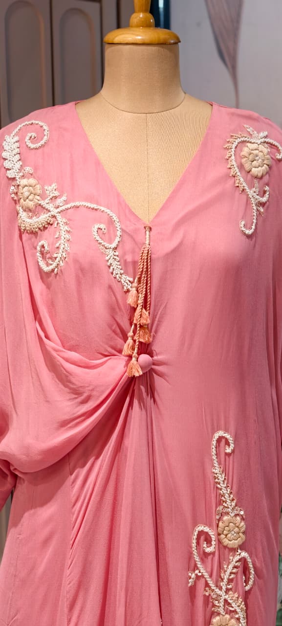 Elegant Cut-Dana Spiral Embroidery Drape Look Indo-Wear One Piece- 14948