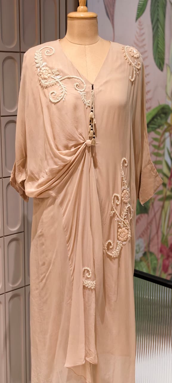 Elegant Cut-Dana Spiral Embroidery Drape Look Indo-Wear One Piece- 14948