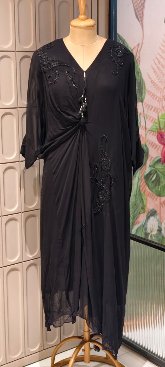 Elegant Cut-Dana Spiral Embroidery Drape Look Indo-Wear One Piece- 14948