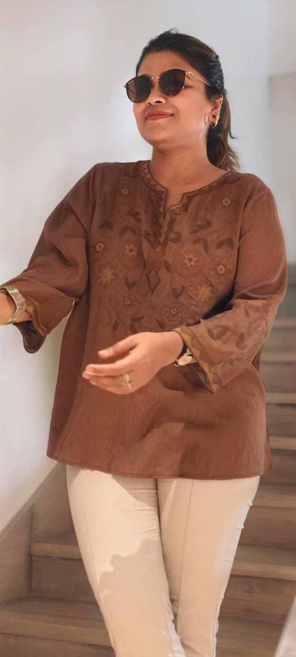 Imported Cotton Light Weight Embroidered Comfort Fit Western Top